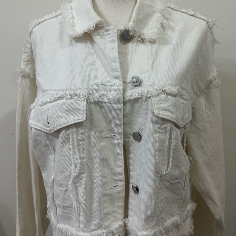 二手正品allsaints白色牛仔外套-0
