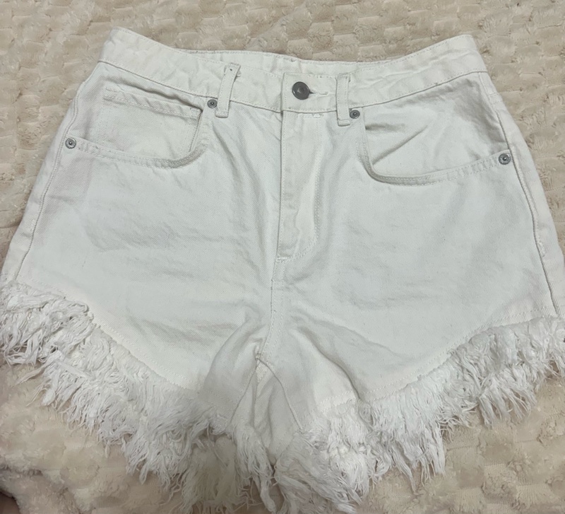 二手正品allsaints白色牛仔外套短褲-0