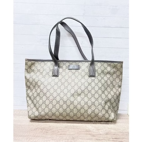 ~~趴趴小舖~~正品Gucci211137經典防水PVC肩背包／托特包