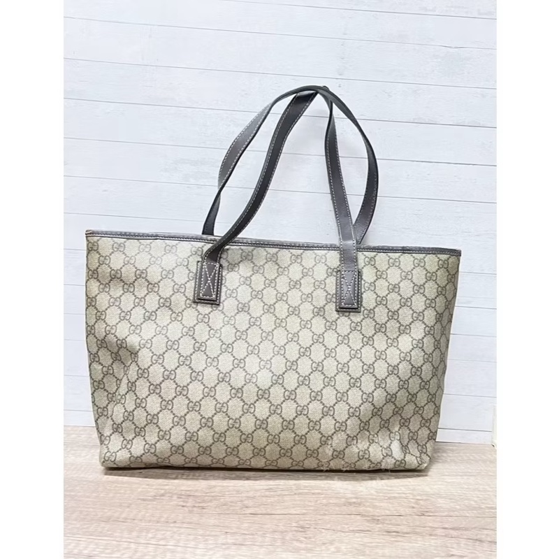 ~~趴趴小舖~~正品Gucci211137經典防水PVC肩背包／托特包-1