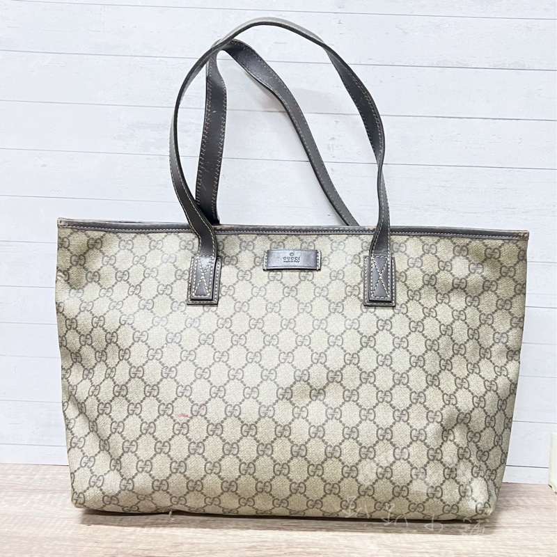 ~~趴趴小舖~~正品Gucci211137經典防水PVC肩背包／托特包-7