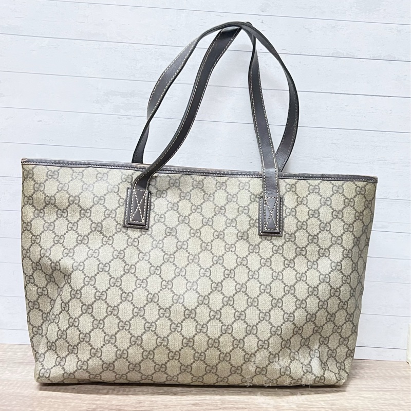 ~~趴趴小舖~~正品Gucci211137經典防水PVC肩背包／托特包-8