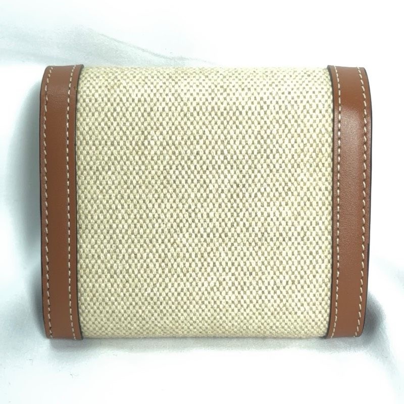 🌷Celine 皮革x麻布雙拼短夾錢包｜經典花紋✦fufu style 精品✦ 氣質款｜皮夾.錢包-1