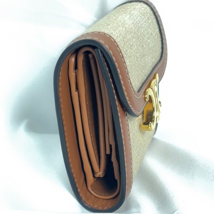 🌷Celine 皮革x麻布雙拼短夾錢包｜經典花紋✦fufu style 精品✦ 氣質款｜皮夾.錢包-15