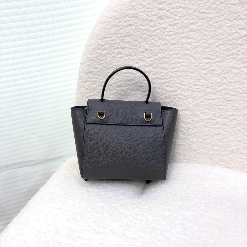 賽琳絕版鯰魚包Celine大象灰牛皮金釦Pico Belt鯰魚包-11