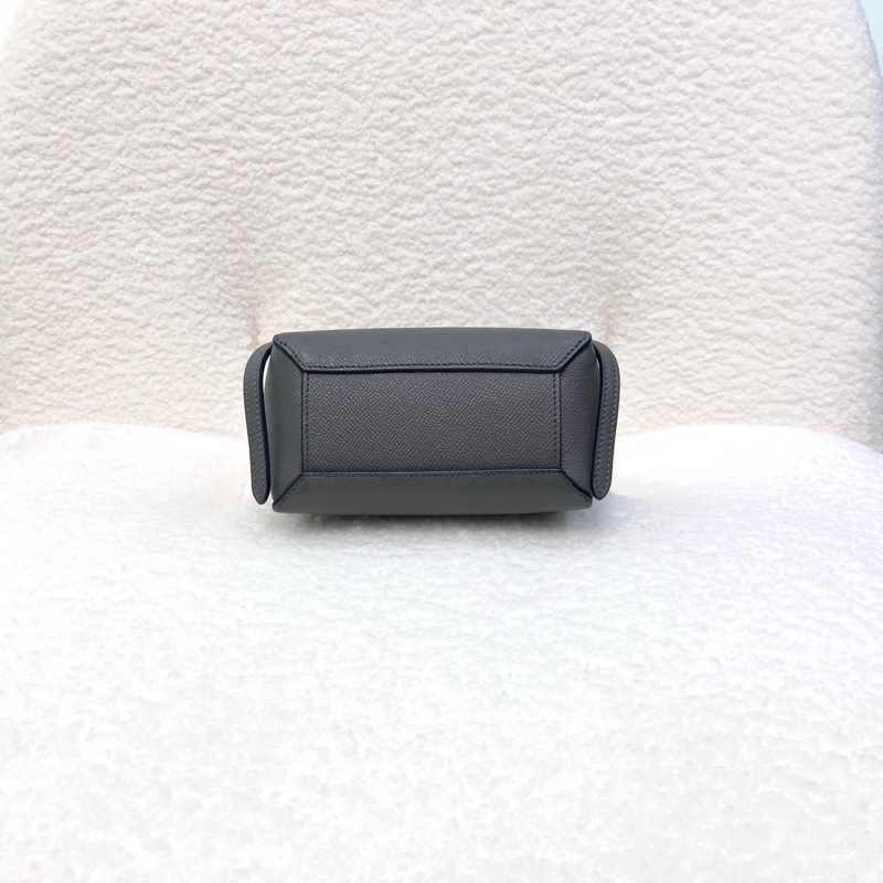 賽琳絕版鯰魚包Celine大象灰牛皮金釦Pico Belt鯰魚包-12