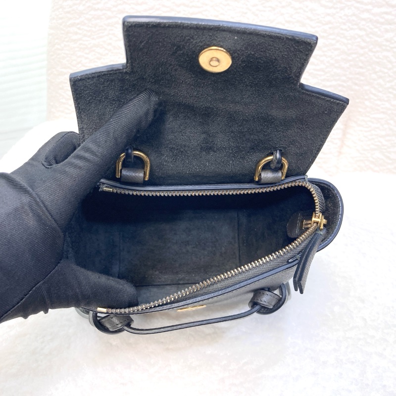 賽琳絕版鯰魚包Celine大象灰牛皮金釦Pico Belt鯰魚包-13