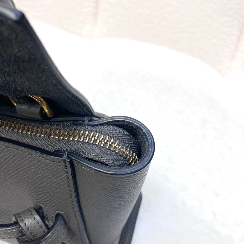 賽琳絕版鯰魚包Celine大象灰牛皮金釦Pico Belt鯰魚包-15