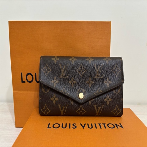 ✅二手精品LOUIS VUITTON路易威登信封長夾，經典老花拼接櫻花粉🌸