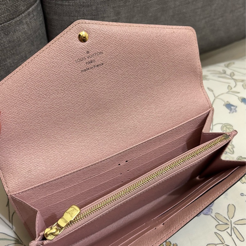 ✅二手精品LOUIS VUITTON路易威登信封長夾,經典老花拼接櫻花粉🌸-3