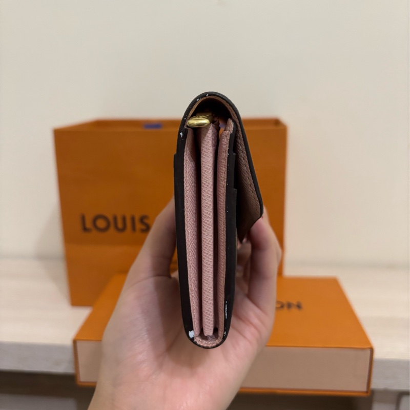 ✅二手精品LOUIS VUITTON路易威登信封長夾,經典老花拼接櫻花粉🌸-5