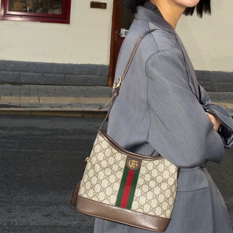 古馳新款hobo水桶包 Gucci 單肩小托特包原花ophidia HOBO 781402