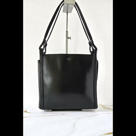 【LA LUNE】絕版古董包 Loewe 黑色銀標側背包 單肩包 托特包 中古包 二手包