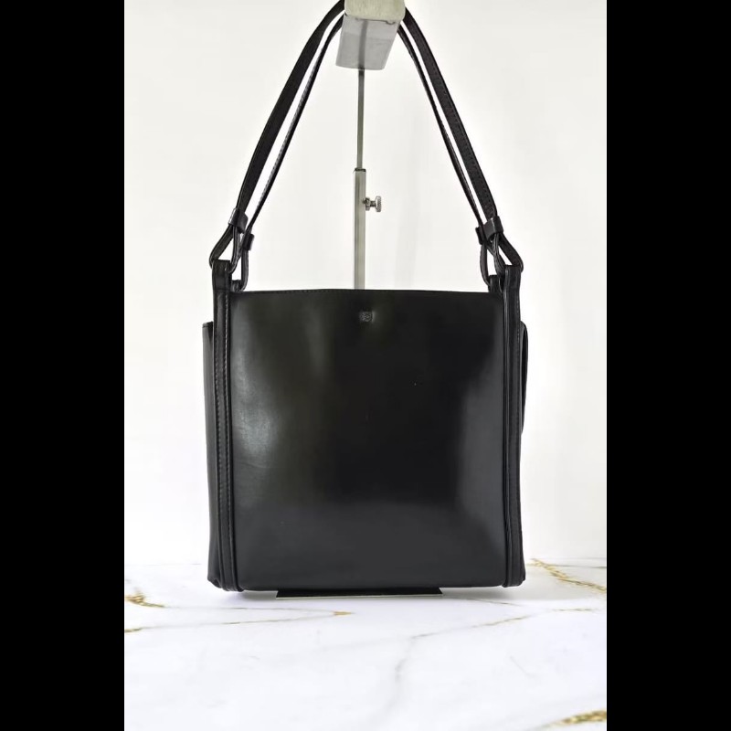 【LA LUNE】絕版古董包 Loewe 黑色銀標側背包 單肩包 托特包 中古包 二手包-0