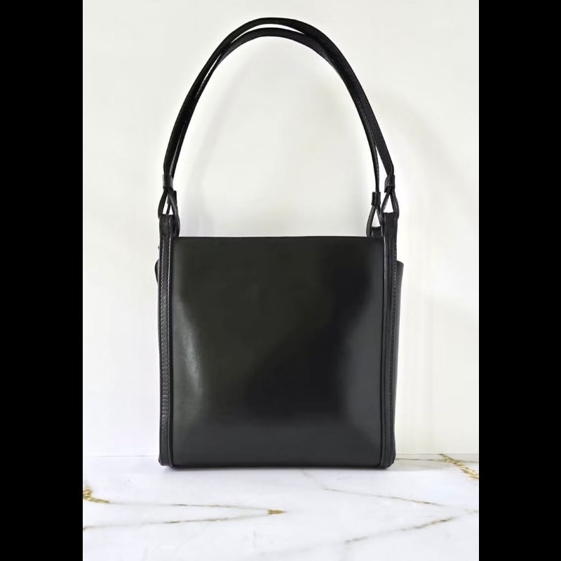 【LA LUNE】絕版古董包 Loewe 黑色銀標側背包 單肩包 托特包 中古包 二手包-1