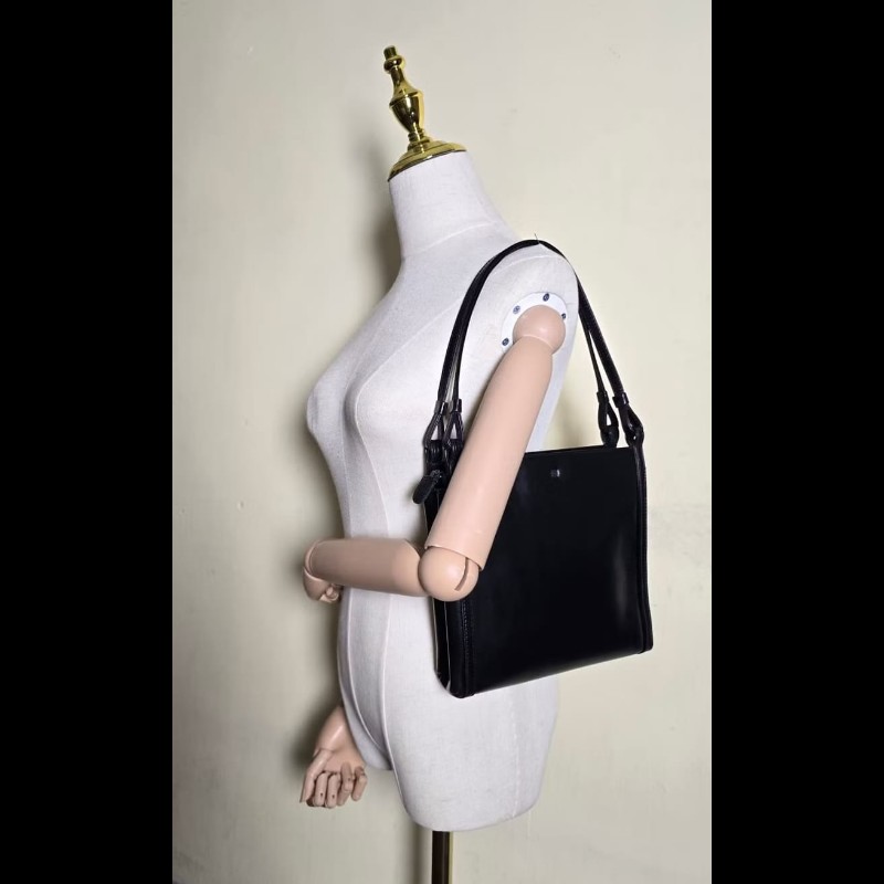 【LA LUNE】絕版古董包 Loewe 黑色銀標側背包 單肩包 托特包 中古包 二手包-6