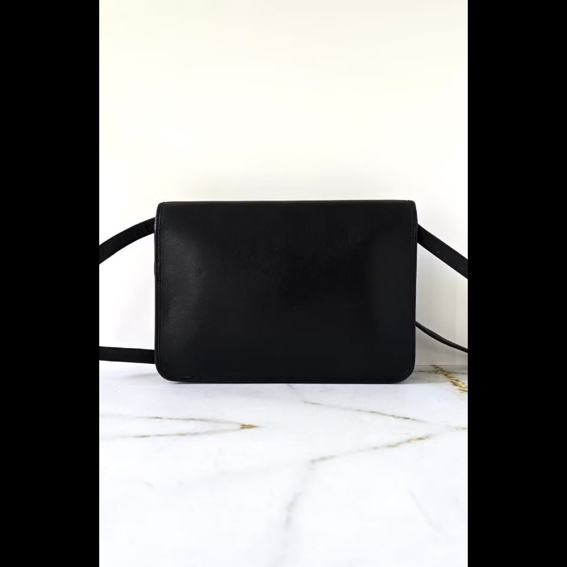 【LA LUNE】絕版中古包 Dior Montaigne黑金牛皮翻蓋包 單肩包 側背包 斜背包 側孭包-1