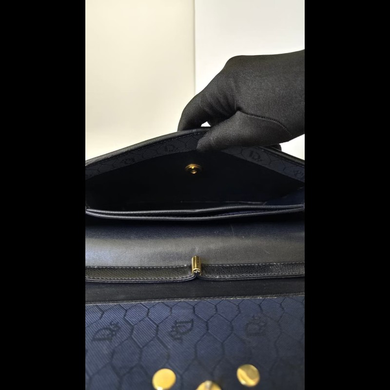 【LA LUNE】絕版中古包 Dior Montaigne黑金牛皮翻蓋包 單肩包 側背包 斜背包 側孭包-6