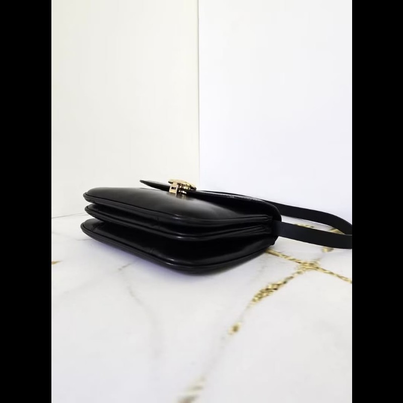 【LA LUNE】稀有中古包 Celine黑金凱旋門翻蓋包 單肩包 側背包 古董包 二手-2