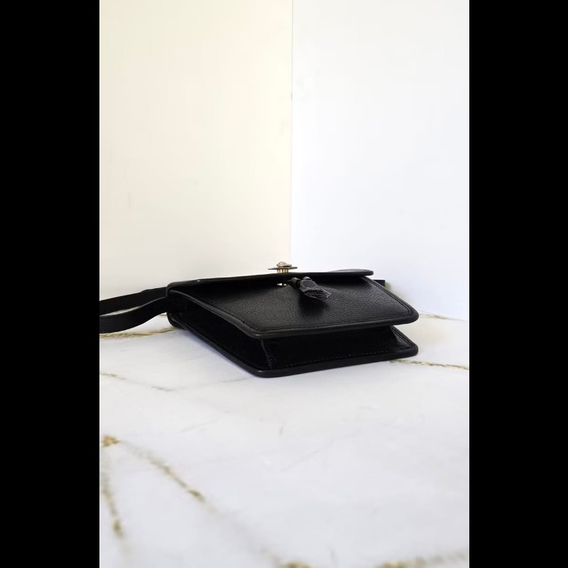 【LA LUNE】中古包 Celine黑色金扣流蘇薯條包 側背包 斜背包 單肩包 側斜孭-4