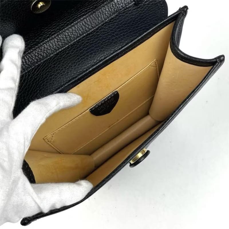 【LA LUNE】中古包 Celine黑色金扣流蘇薯條包 側背包 斜背包 單肩包 側斜孭-6