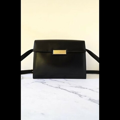 【LA LUNE】絕版古董包 Dior黑金色千鳥格盒子包 單肩包 側背包 斜背包 中古