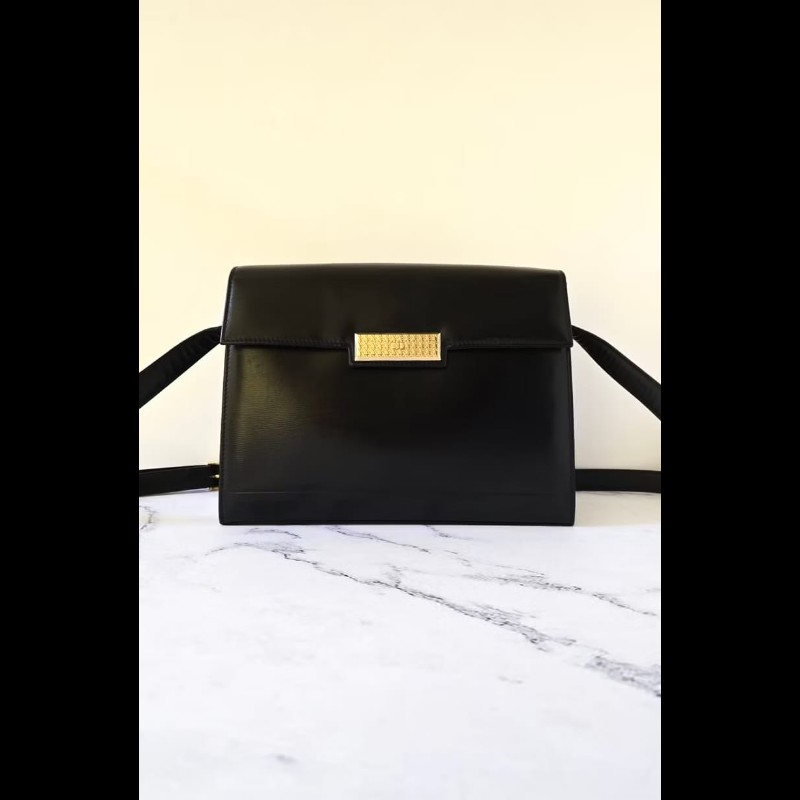 【LA LUNE】絕版古董包 Dior黑金色千鳥格盒子包 單肩包 側背包 斜背包 中古-0