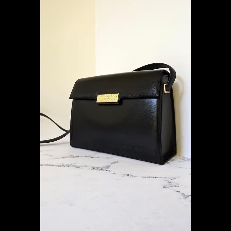 【LA LUNE】絕版古董包 Dior黑金色千鳥格盒子包 單肩包 側背包 斜背包 中古-3