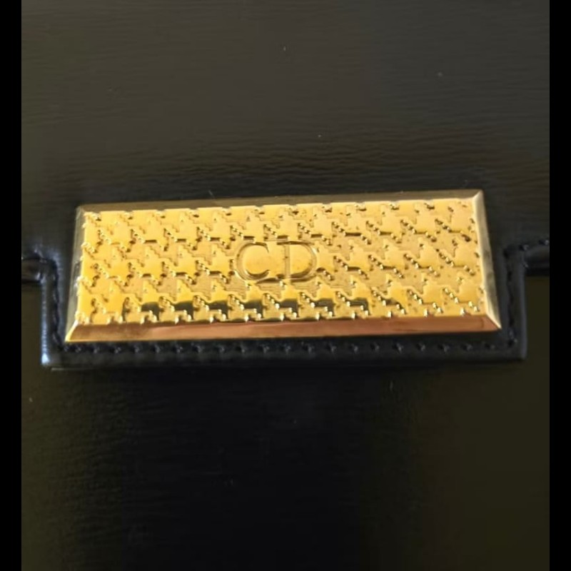 【LA LUNE】絕版古董包 Dior黑金色千鳥格盒子包 單肩包 側背包 斜背包 中古-5