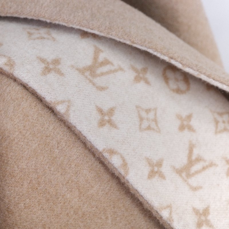 Louis Vuitton 路易威登 My Monogram 沙丘色 米色羊毛 山羊絨混紡 雙面 連帽斗篷披肩-2