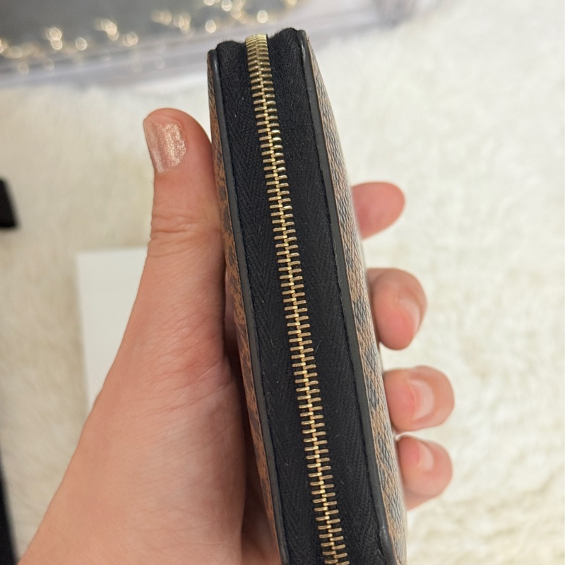 celine 棕色 零錢包 拉鏈短夾 中夾 容量好用的皮夾 豹紋招財錢包-13