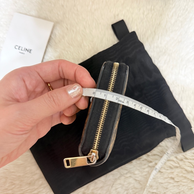 celine 棕色 零錢包 拉鏈短夾 中夾 容量好用的皮夾 豹紋招財錢包-5