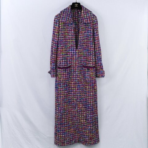 Chanel 香奈兒 經典斜紋軟呢 繽紛多彩 亮片長版外套