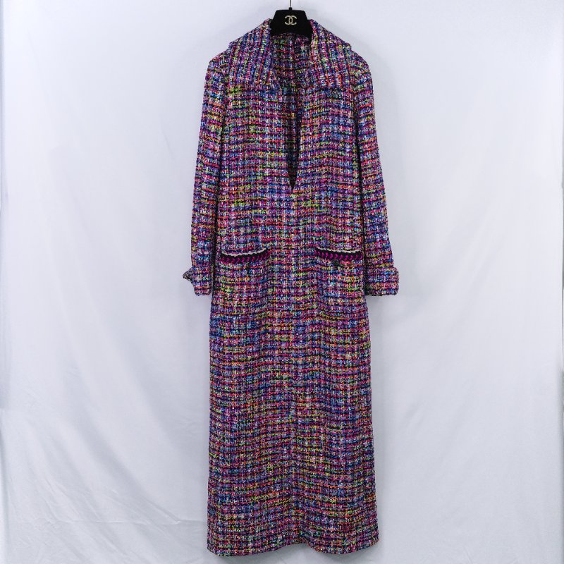 25 年春夏 Chanel 香奈兒 經典斜紋軟呢 繽紛多彩 亮片長版外套-1