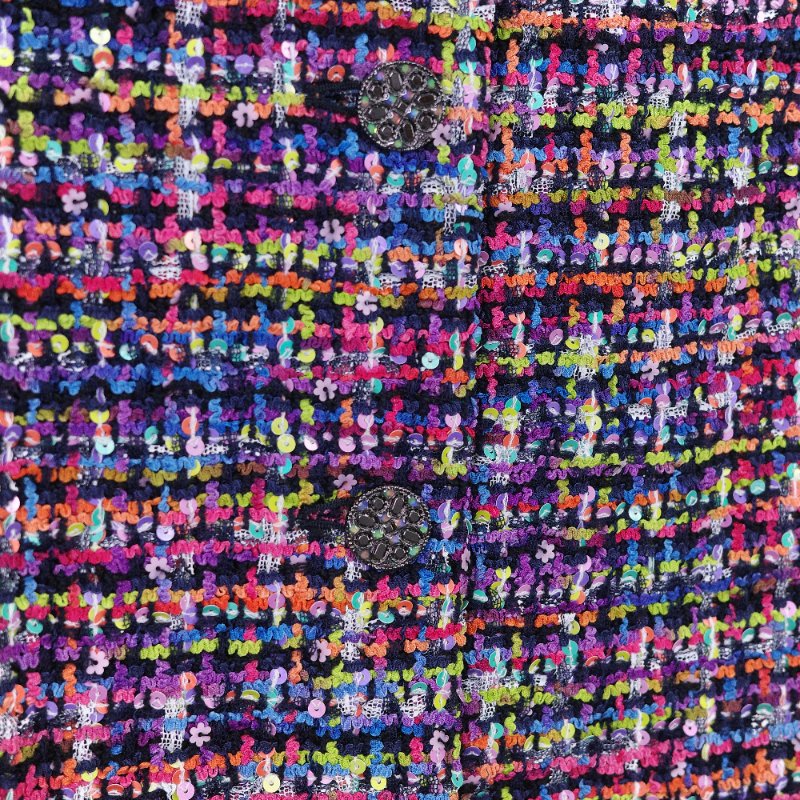 Chanel 香奈兒 經典斜紋軟呢 繽紛多彩 亮片長版外套-15