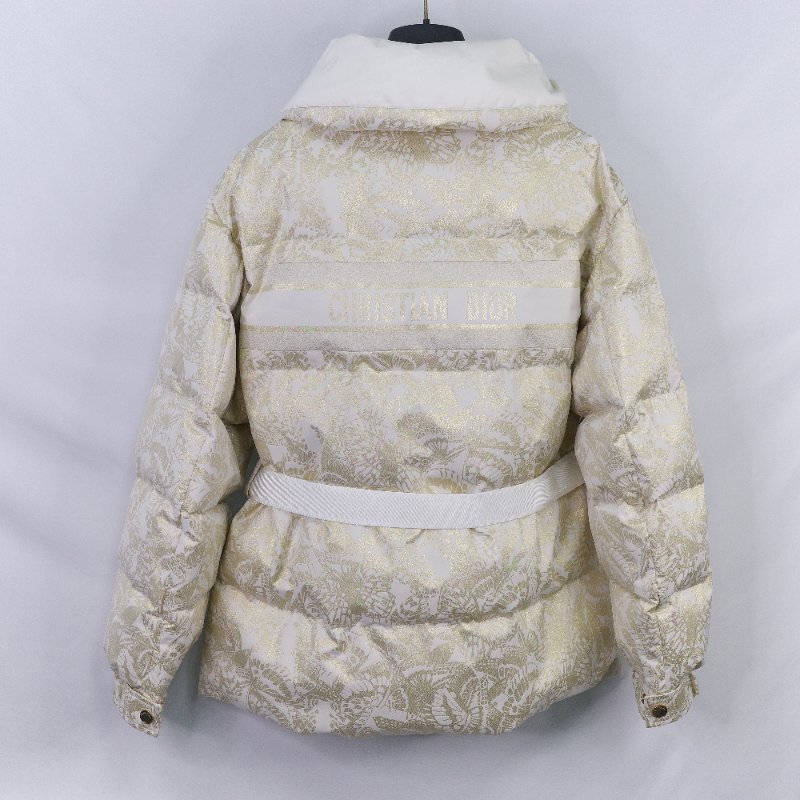 Dior 迪奧 DiorAlps 白色蝴蝶 金屬壓紋 塔夫綢 連帽羽絨外套-3