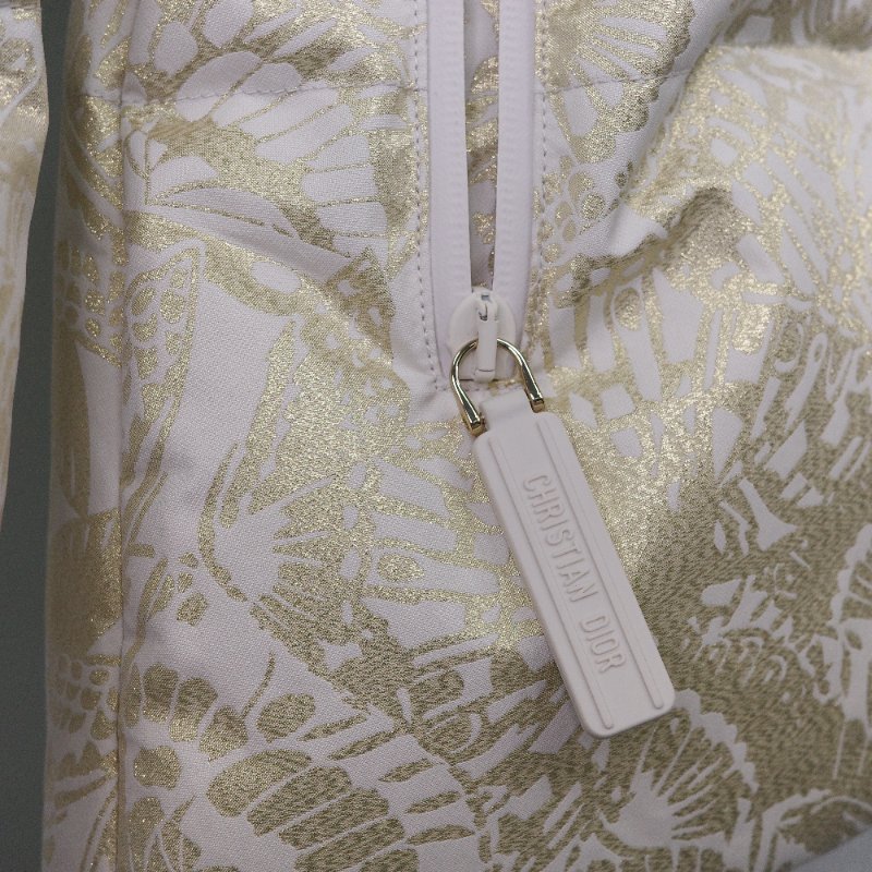 Dior 迪奧 DiorAlps 白色蝴蝶 金屬壓紋 塔夫綢 連帽羽絨外套-9