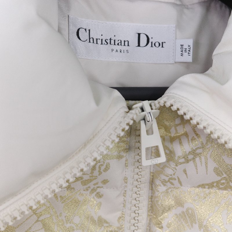 Dior 迪奧 DiorAlps 白色蝴蝶 金屬壓紋 塔夫綢 連帽羽絨外套-10