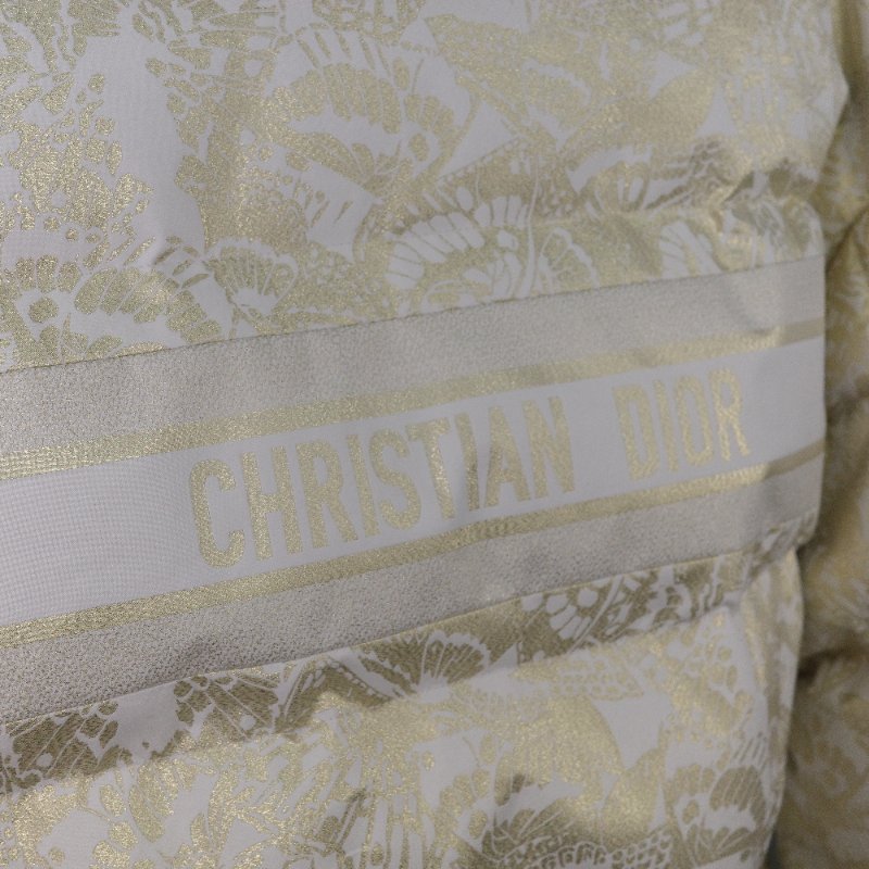 Dior 迪奧 DiorAlps 白色蝴蝶 金屬壓紋 塔夫綢 連帽羽絨外套-11