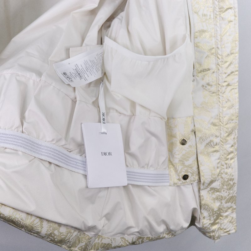 Dior 迪奧 DiorAlps 白色蝴蝶 金屬壓紋 塔夫綢 連帽羽絨外套-14