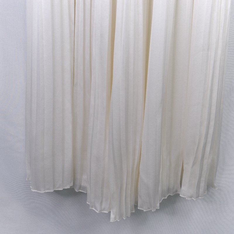 Chanel 香奈兒 象牙白 緞面 百褶長褲-5