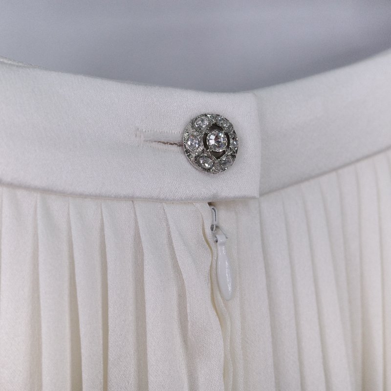 Chanel 香奈兒 象牙白 緞面 百褶長褲-7