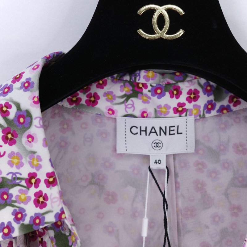 Chanel 香奈兒 25春夏 碎花 薄紗 短袖 襯衫裙 長洋裝-5