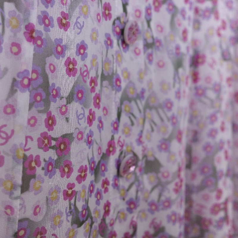 Chanel 香奈兒 25春夏 碎花 薄紗 短袖 襯衫裙 長洋裝-12