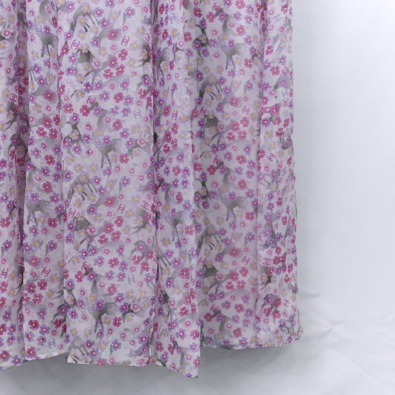 Chanel 香奈兒 25春夏 碎花 薄紗 短袖 襯衫裙 長洋裝-14