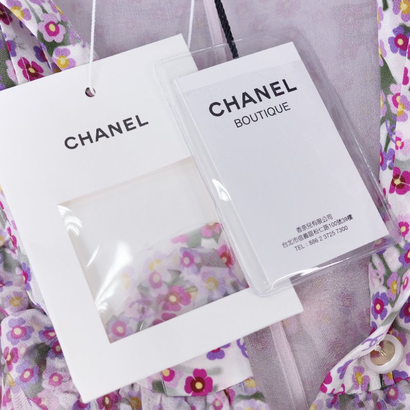 Chanel 香奈兒 25春夏 碎花 薄紗 短袖 襯衫裙 長洋裝-15