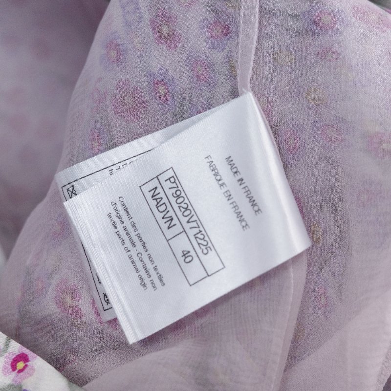 Chanel 香奈兒 25春夏 碎花 薄紗 短袖 襯衫裙 長洋裝-16