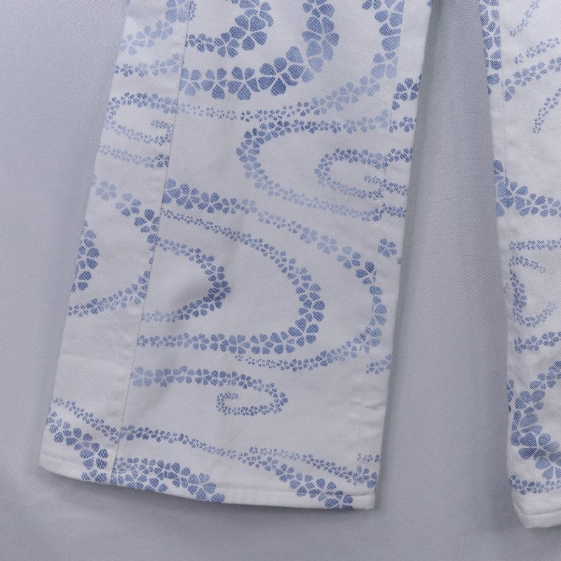 Chanel 香奈兒 碎花 白底藍色 高腰印花丹寧長褲-4