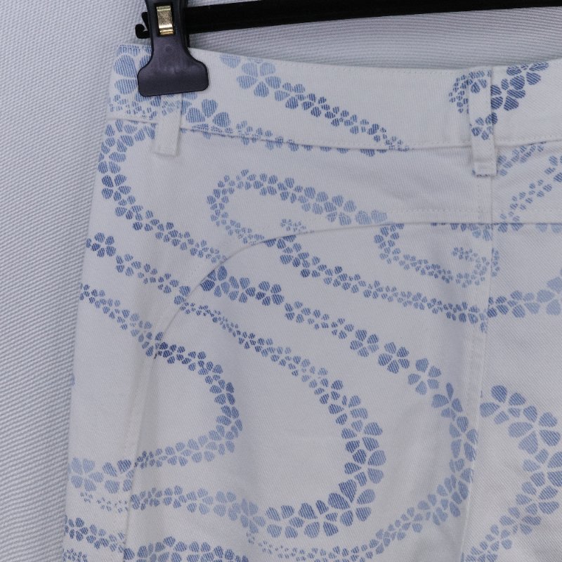 Chanel 香奈兒 碎花 白底藍色 高腰印花丹寧長褲-5