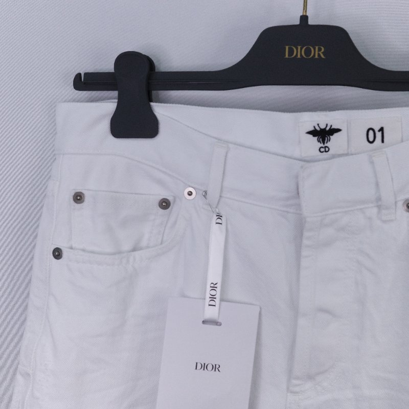 Dior 迪奧 經典五口袋 白色牛仔褲-3